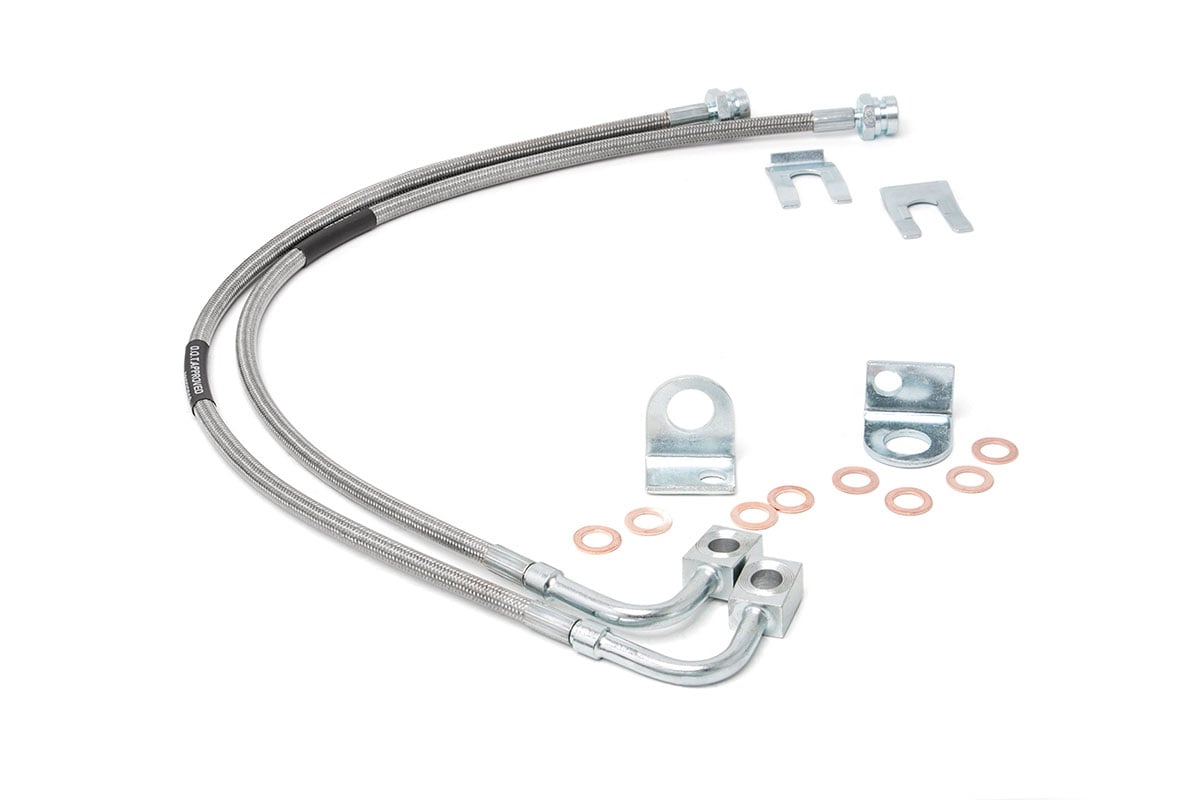 Jeep Wrangler Brake Line Kit - Rear - Rough Country - 4-6 Inch Lift - Stainless - '07-'10